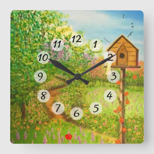 Horloge Carrée Jour du printemps (Recto)