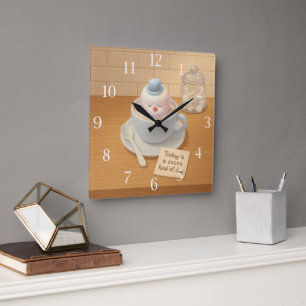 Horloge Carrée Journée du Chocolat Chaud : Art de la guimauve Bic