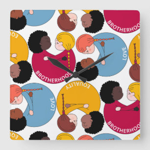 Horloge Carrée Journée Martin Luther King, égalité et fraterni