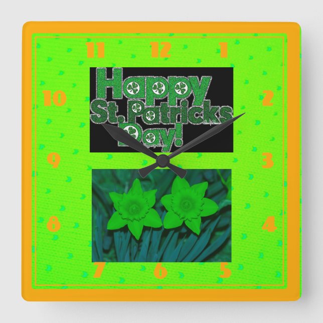 Horloge Carrée Joyeuse fête de ST.Patrick (Recto)
