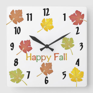 Horloge Carrée Joyeuses feuilles d'automne