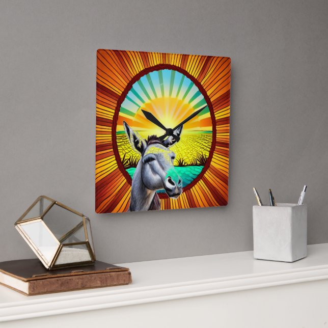 Horloge Carrée Joyeux Âne Sunshine (Bureau)