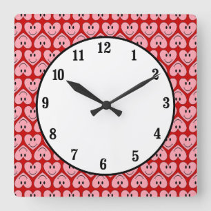 Horloge Carrée Joyeux Coeur du visage