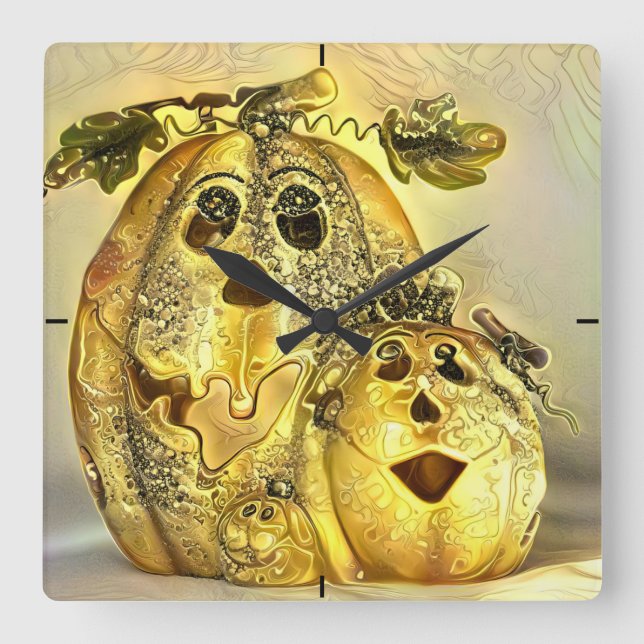 Horloge Carrée Joyeux Halloween (Recto)