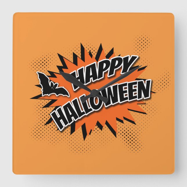 Horloge Carrée Joyeux Halloween (Recto)