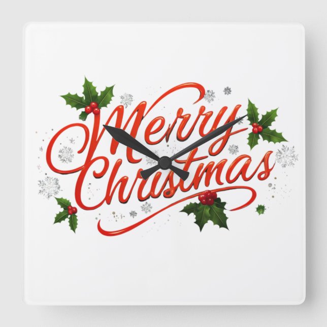 Horloge Carrée Joyeux Noël  (Recto)
