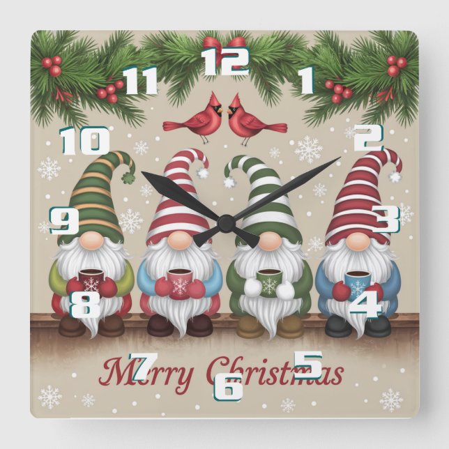 Horloge Carrée Joyeux Noël (Recto)