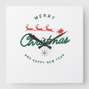 Horloge Carrée Joyeux Noël et bonne année