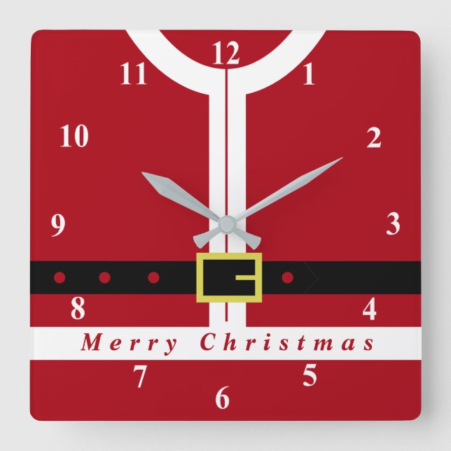 Horloge Carrée Joyeux Noël - Père Noël (Recto)