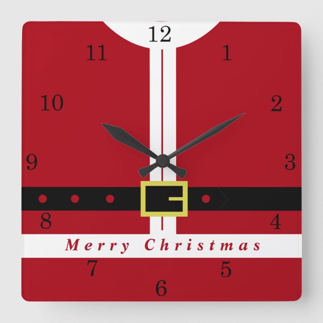 Horloge Carrée Joyeux Noël - Père Noël (Recto)