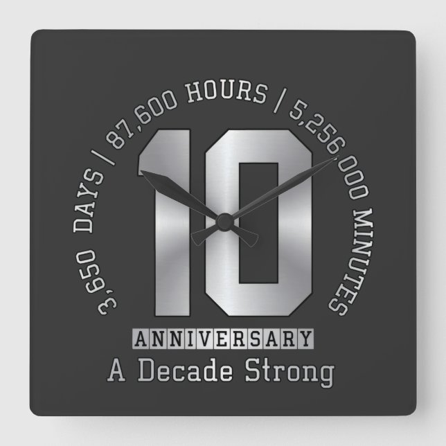 Horloge Carrée Jubilé des 10 ans - Une décennie de force  (Recto)