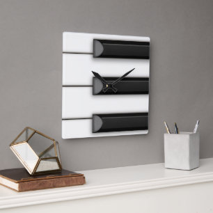 Horloge Carrée Jumbo Piano Keys Illustration Musique