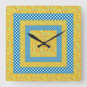 Horloge Carrée Jumbo Pois blancs sur Blue