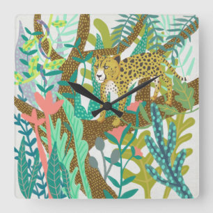 Horloge Carrée Jungle Roar - Cheetah