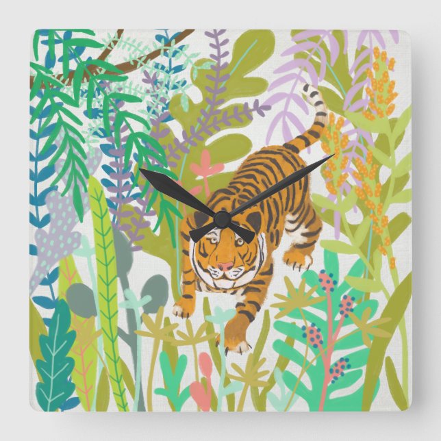 Horloge Carrée Jungle Roar - Tigre (Recto)