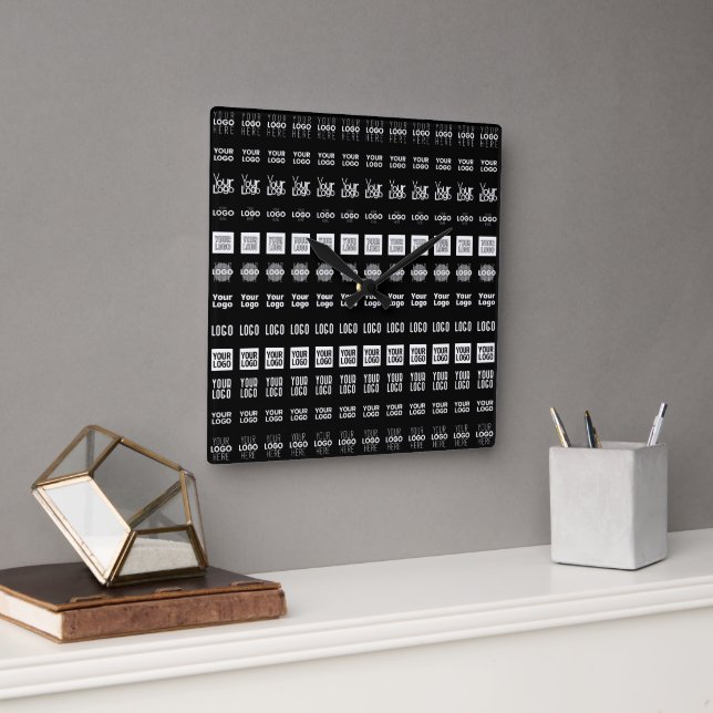 Horloge Carrée Jusqu'à 12 Logos différents ou images téléchargées (Bureau)