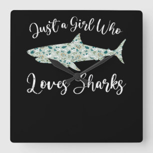 Horloge Carrée Just Girl Who Loves Sharks
