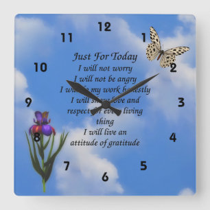 Horloge Carrée Juste pour aujourd'hui Butterfly Flower Inspiratio