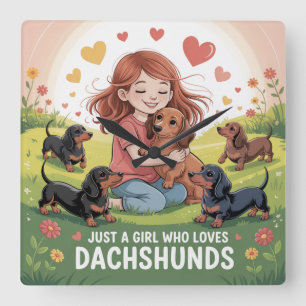 Horloge Carrée Juste Une Fille Qui Aime Les Dachshunds
