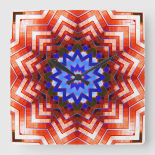 Horloge Carrée Kaleidoscope art 12 Wall Clocks & Numeral Options