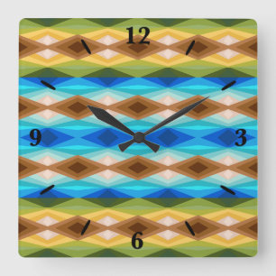 Horloge Carrée Kaleidoscope couleur plage Tropical Art Abstrait