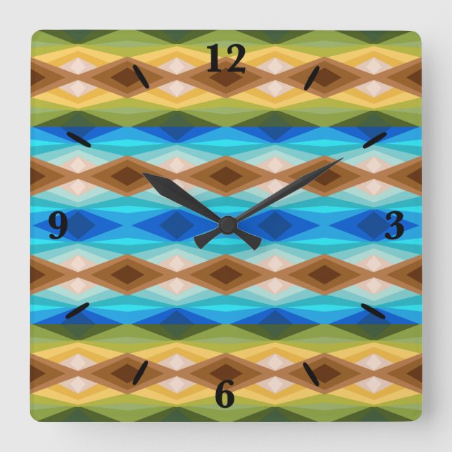Horloge Carrée Kaleidoscope couleur plage Tropical Art Abstrait (Recto)