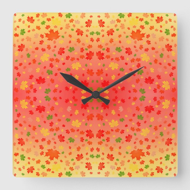 Horloge Carrée Kaleidoscope d'automne (Recto)