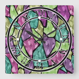 Horloge Carrée Kaléidoscope en mosaïque sans joint abstrait moder