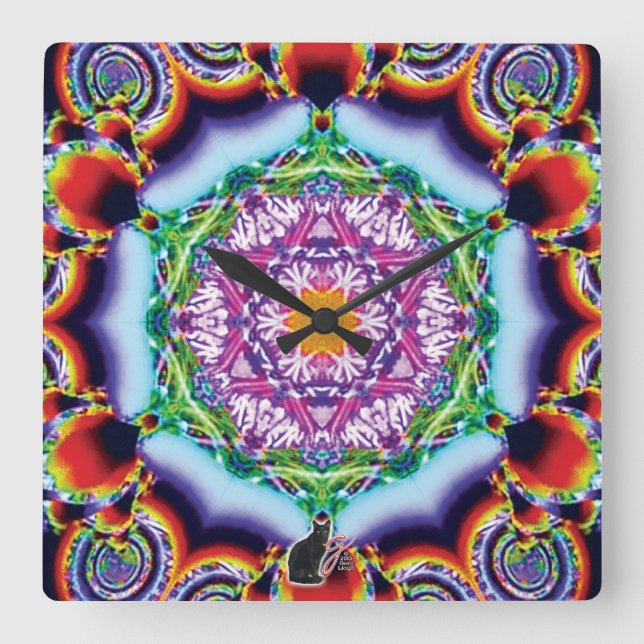 Horloge Carrée Kaleidoscope sionesque (Recto)