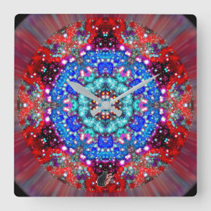 Horloge Carrée Kaleïdoscope Stellaire Splendide