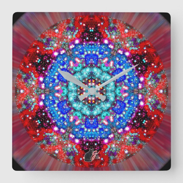 Horloge Carrée Kaleïdoscope Stellaire Splendide (Recto)