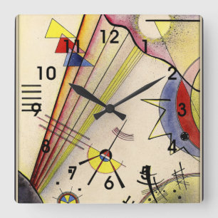 Horloge Carrée Kandinsky - Connexion claire, art abstrait