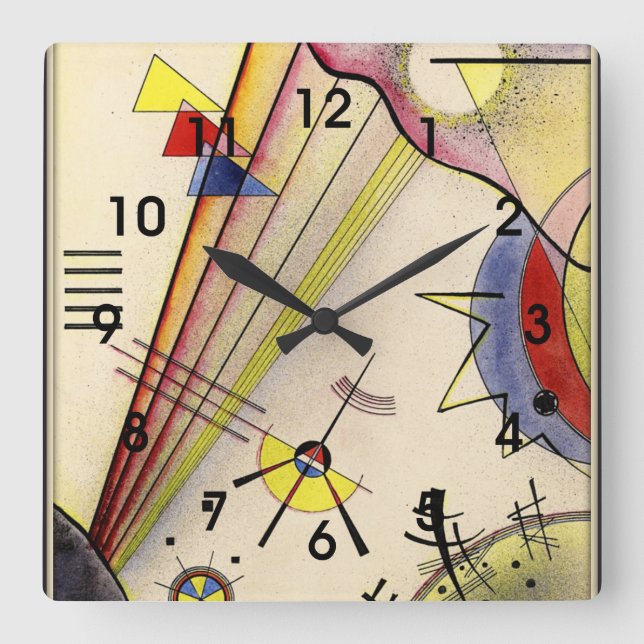 Horloge Carrée Kandinsky - Connexion claire, art abstrait (Recto)