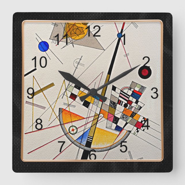 Horloge Carrée Kandinsky - Délicate Tension, (Recto)