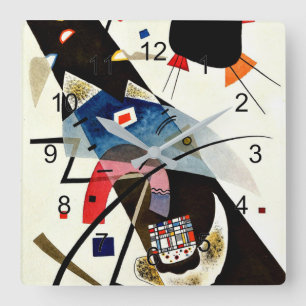 Horloge Carrée Kandinsky - Deux points noirs, art abstrait coloré