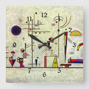 Horloge Carrée Kandinsky - L'art abstrait et amusant