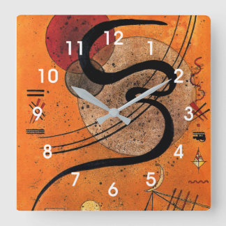 Horloge Carrée Kandinsky - Mood Line, art abstrait coloré
