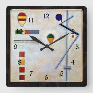 Horloge Carrée Kandinsky - Von-Zu, oeuvre abstraite colorée