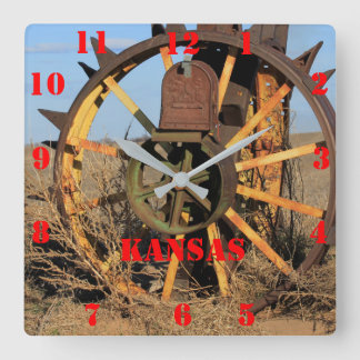 Horloge Carrée Kansas Antique Tractor Tire Square Clock