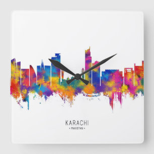 Horloge Carrée Karachi Skyline Pakistan
