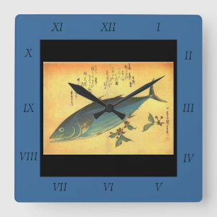 Horloge Carrée Katsuo (Thon de Skipjack) - Poisson coloré de Hiro