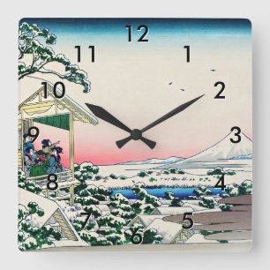 Horloge Carrée Katsushika Hokusai - Maison de thé à Koishikawa