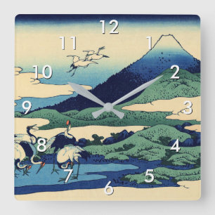 Horloge Carrée Katsushika Hokusai - Umegawa dans la province de S
