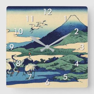 Horloge Carrée Katsushika Hokusai - Umegawa dans la province de S