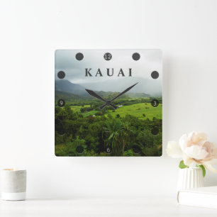 Horloge Carrée Kauai, Hawaï Landscape Scene