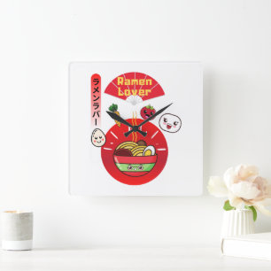 HORLOGE CARRÉE KAWAII RAMEN AIMER HAPPY FOOD STYLE