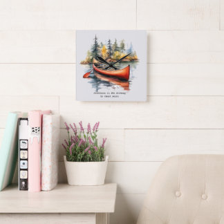 Horloge Carrée Kayak Aquarelle Sur Le Lac Orange Deux Tons