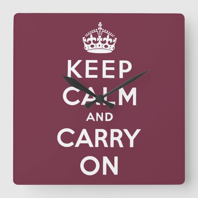 Horloge Carrée keep calm and carry on original (Recto)