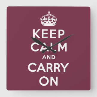 Horloge Carrée keep calm and carry on original