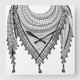Horloge Carrée Keffiyeh Écharpe palestinienne tissu traditionnel